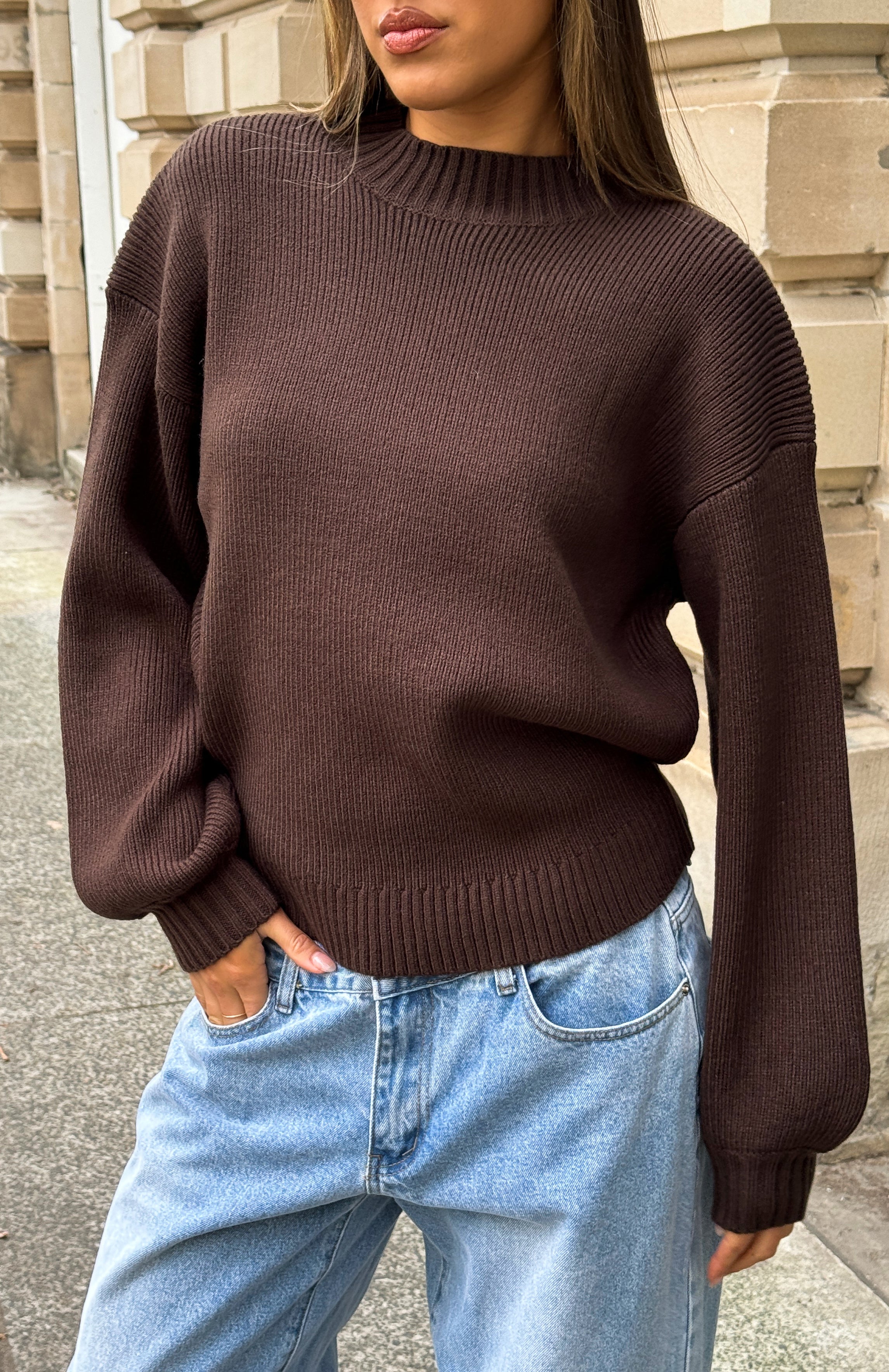 Keep It Classic Knit Sweater Chocolate - Image 5