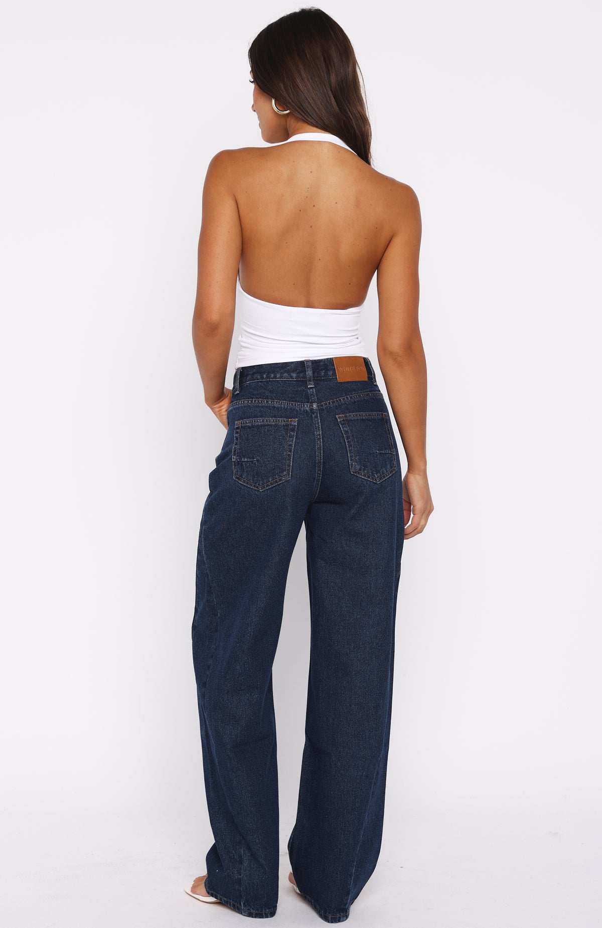 Kiara Mid Rise Barrel Leg Jeans Dark Blue - Image 4