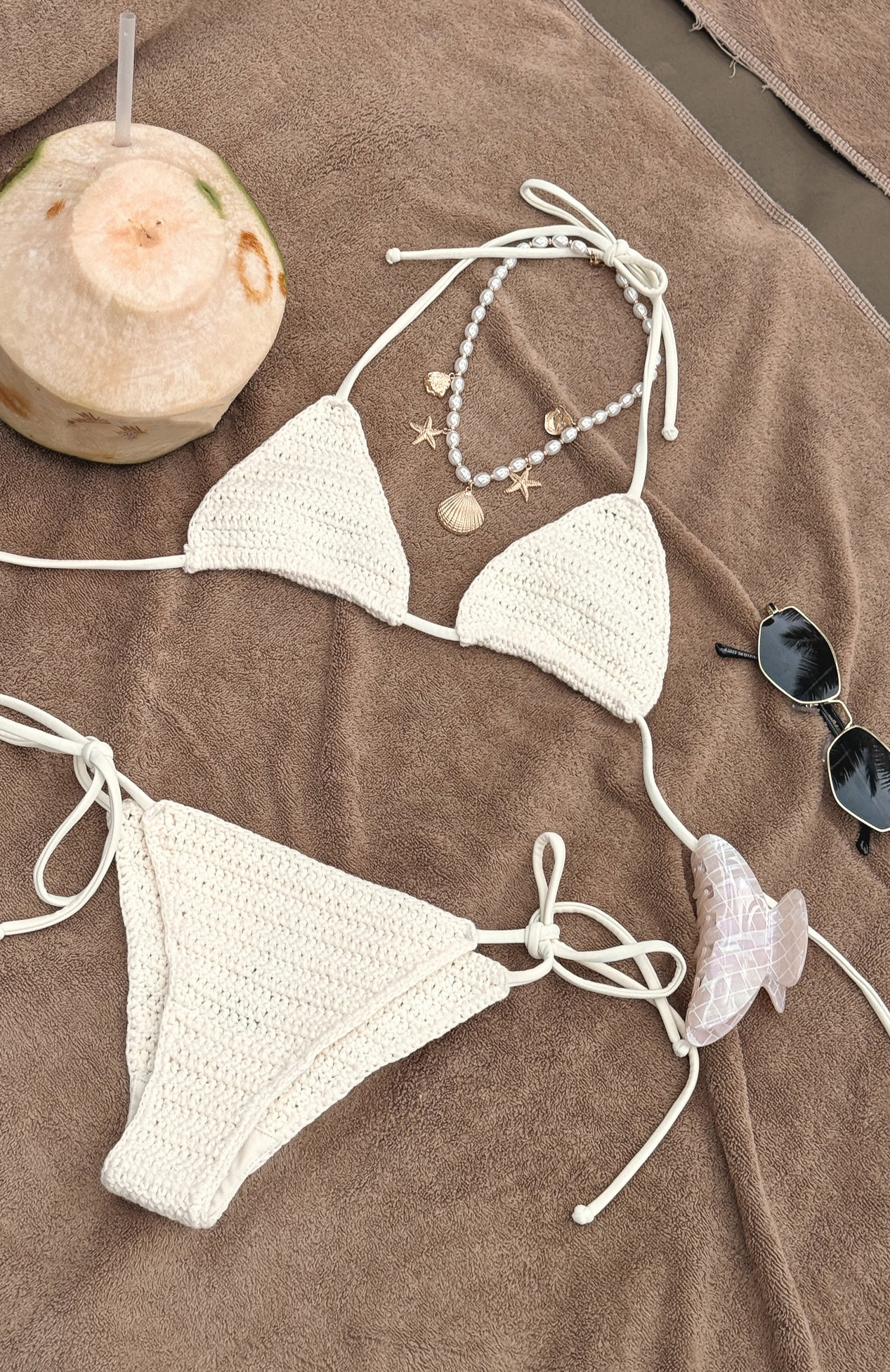 Kings Beach Crochet Bikini Top Cream - Image 2