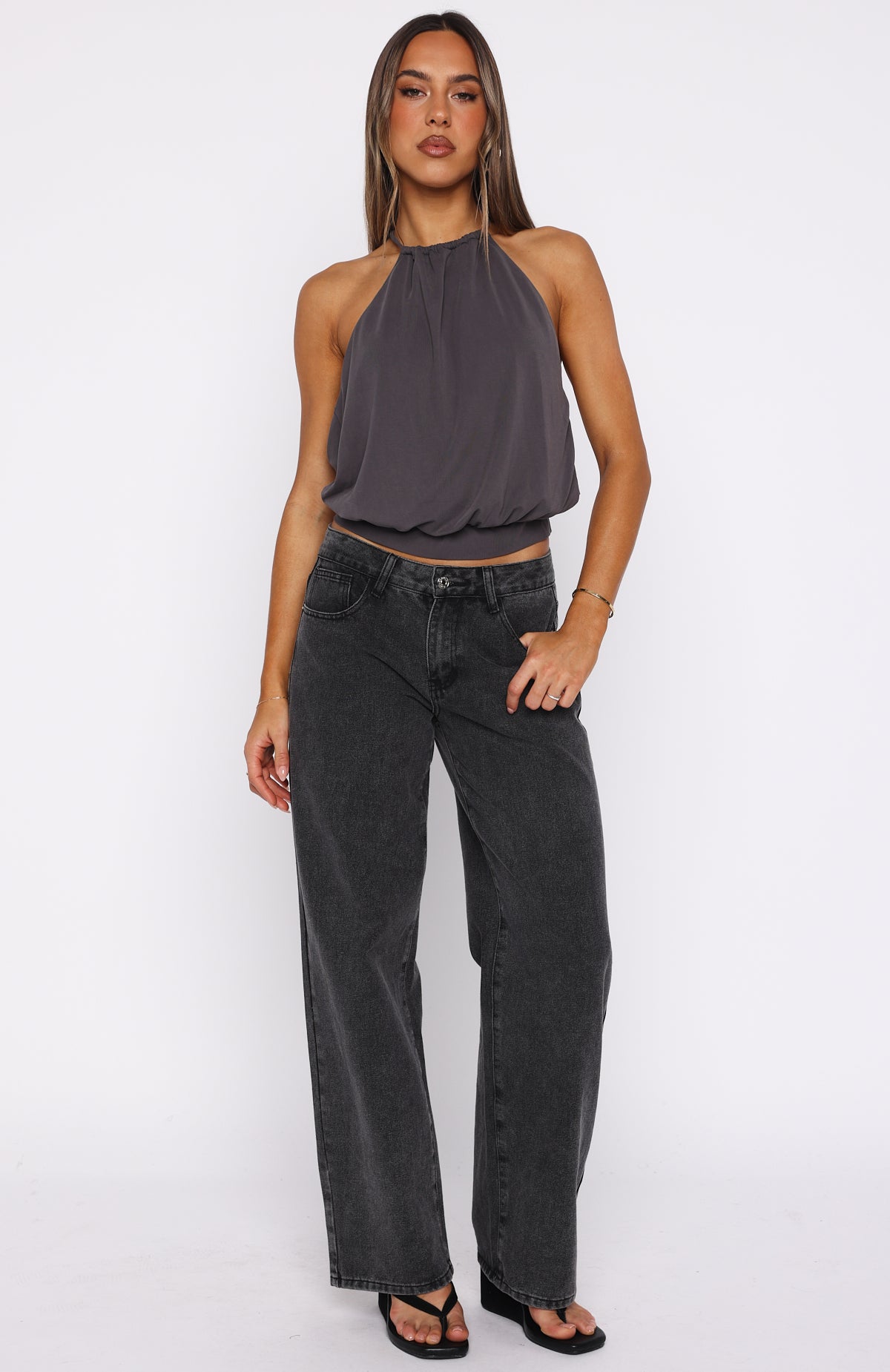 Last Time For Real Halter Top Charcoal - Image 6