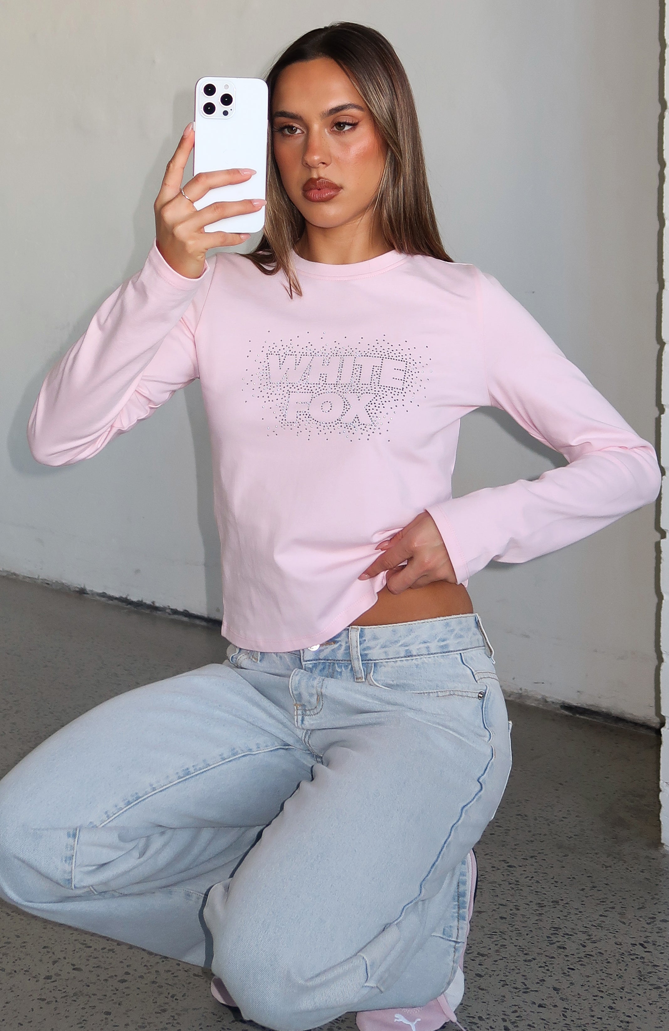 Let's Get Going Relaxed Long Sleeve Baby Tee Pink - Image 6