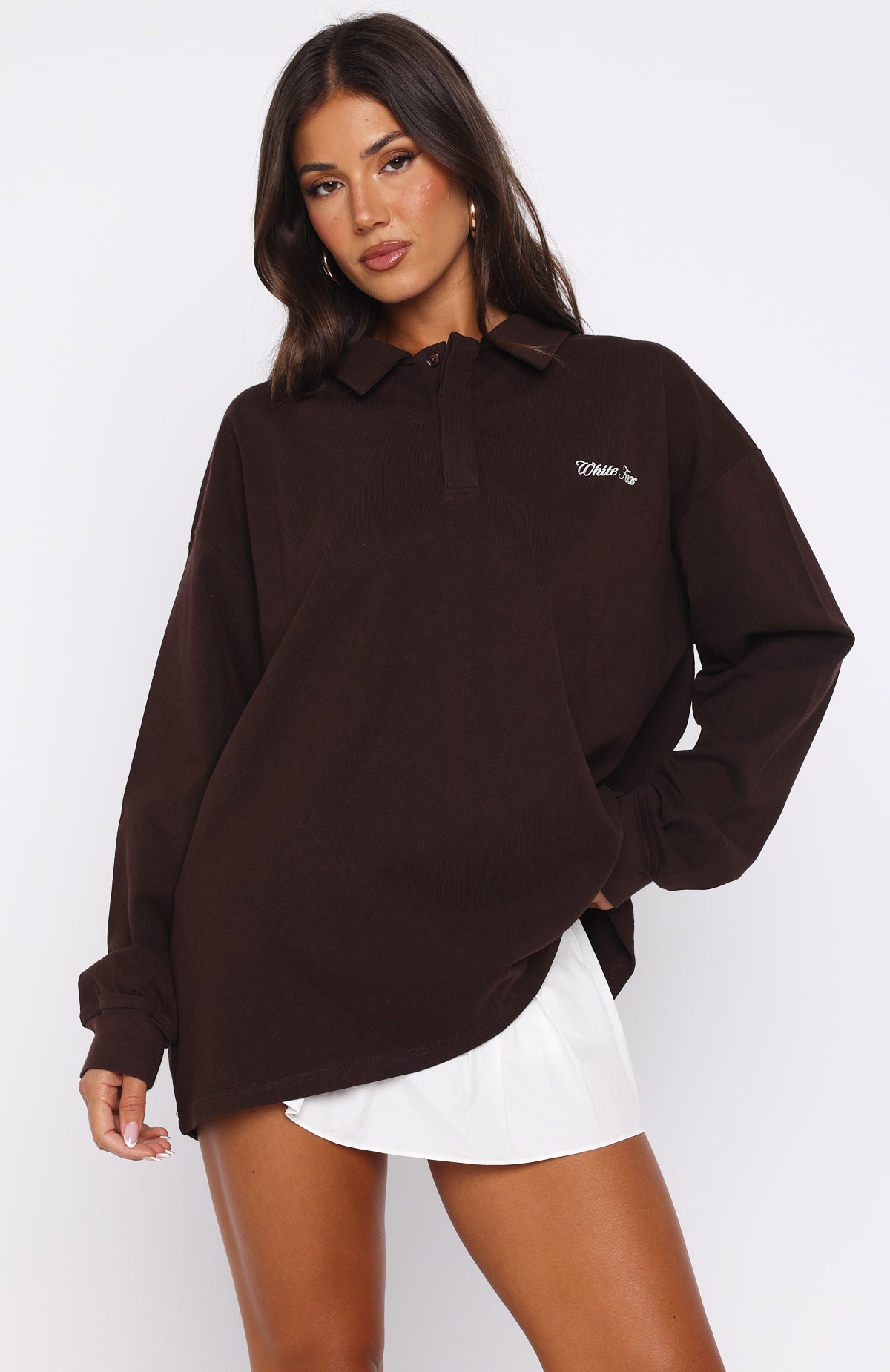 Let's Get Lost Oversized Long Sleeve Jersey Chocolate - Image 3