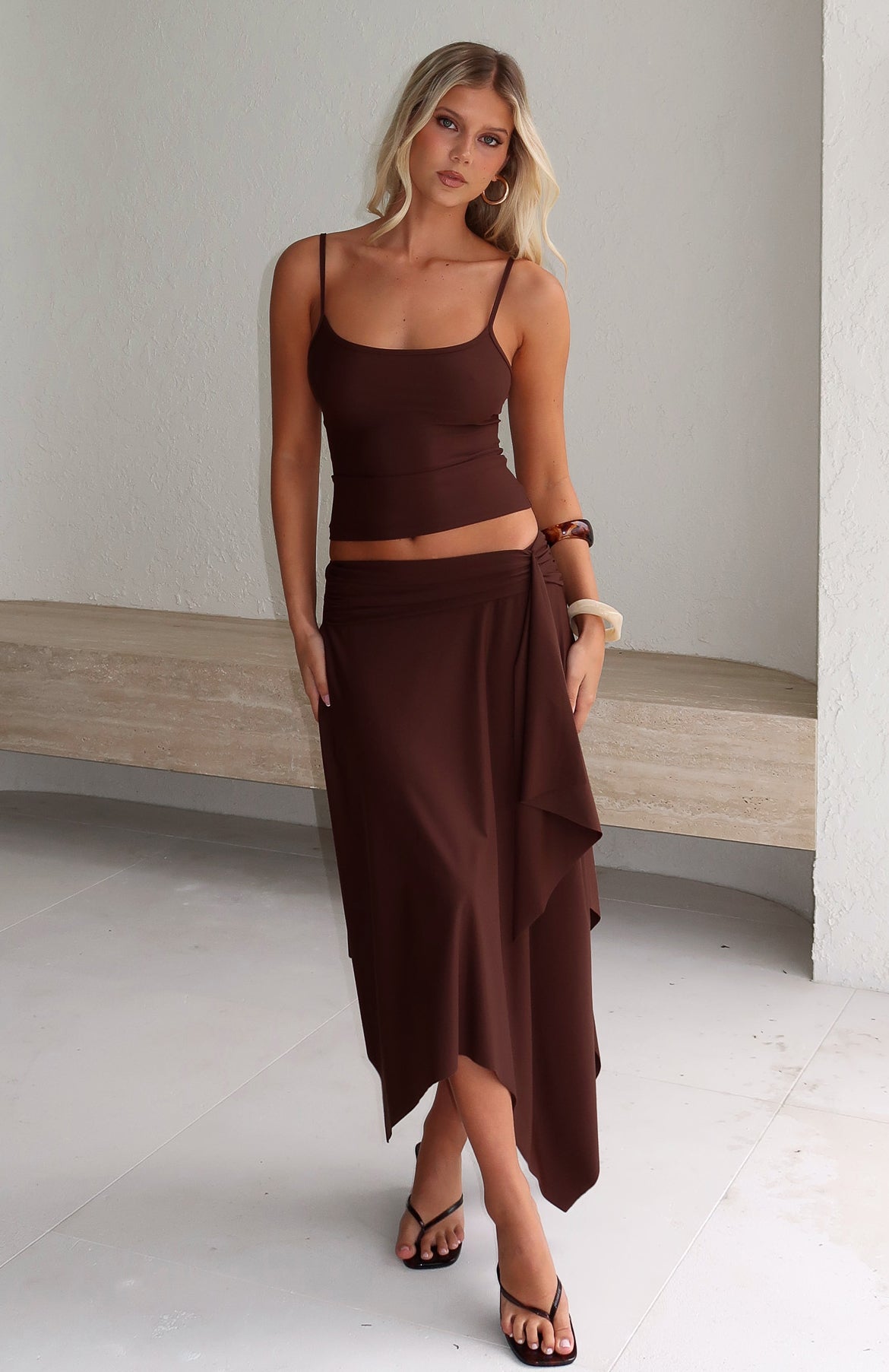 Free All Night Midi Skirt Chocolate