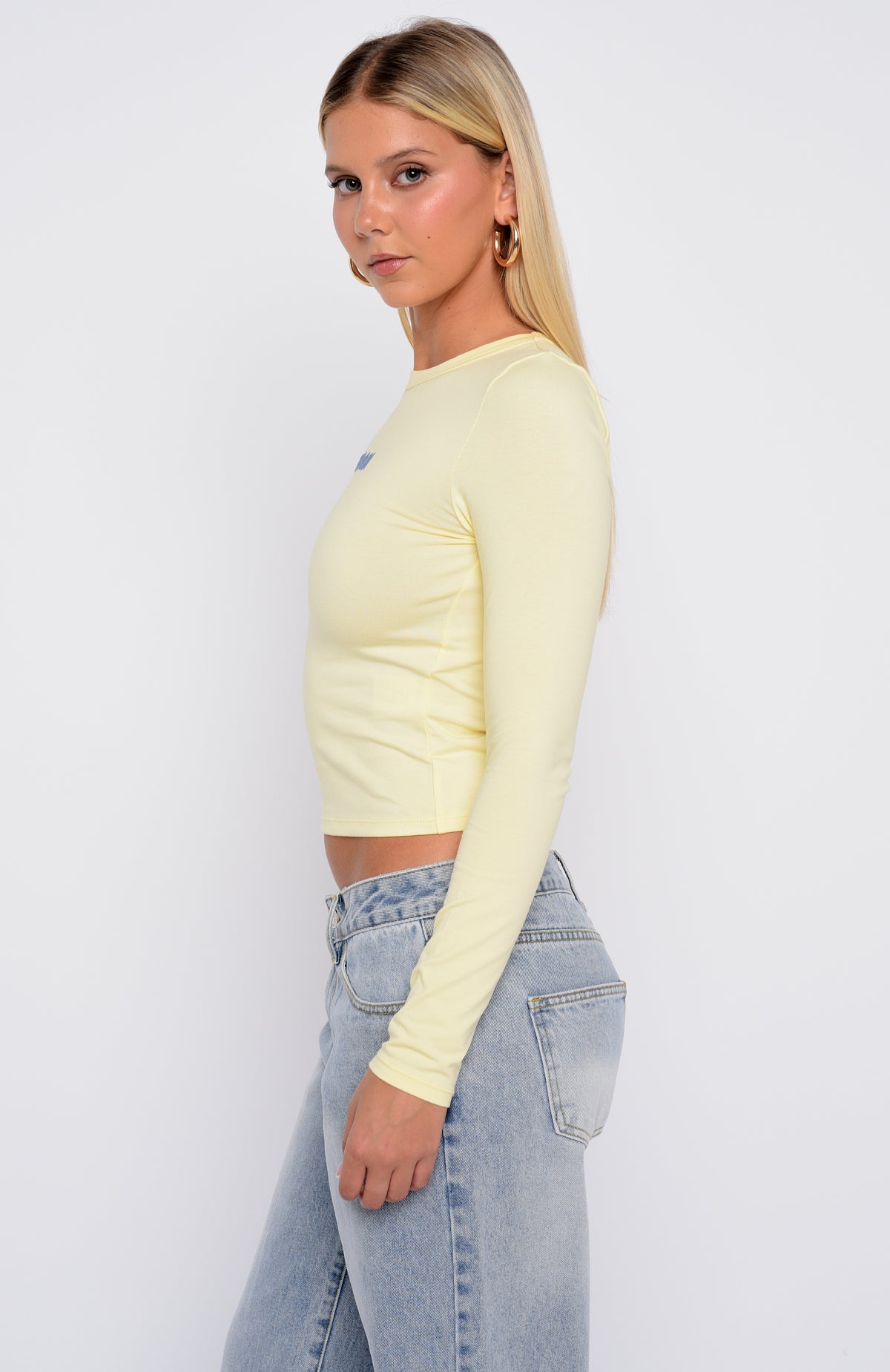 Love Addiction Long Sleeve Baby Tee Butter Yellow - Image 4