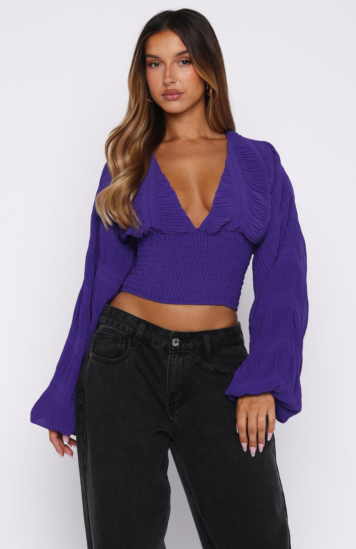 Love Shy Long Sleeve Top Violet - Image 2