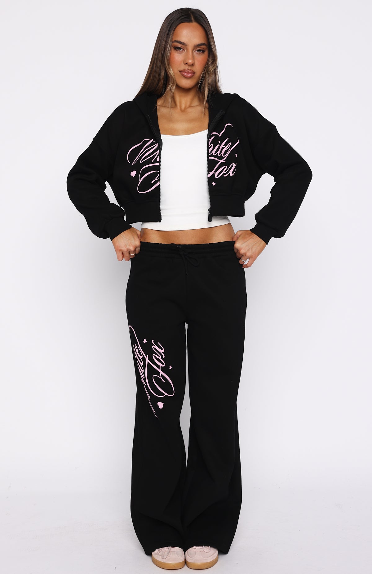 Love You Regardless Wide Leg Sweatpants Black - Image 2