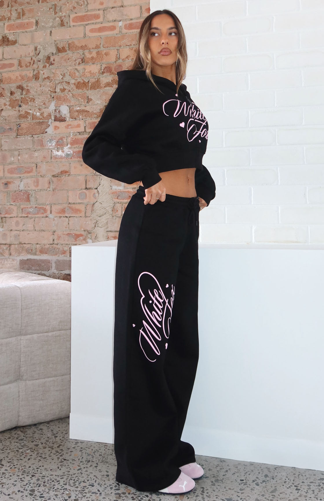 Love You Regardless Wide Leg Sweatpants Black - Image 5