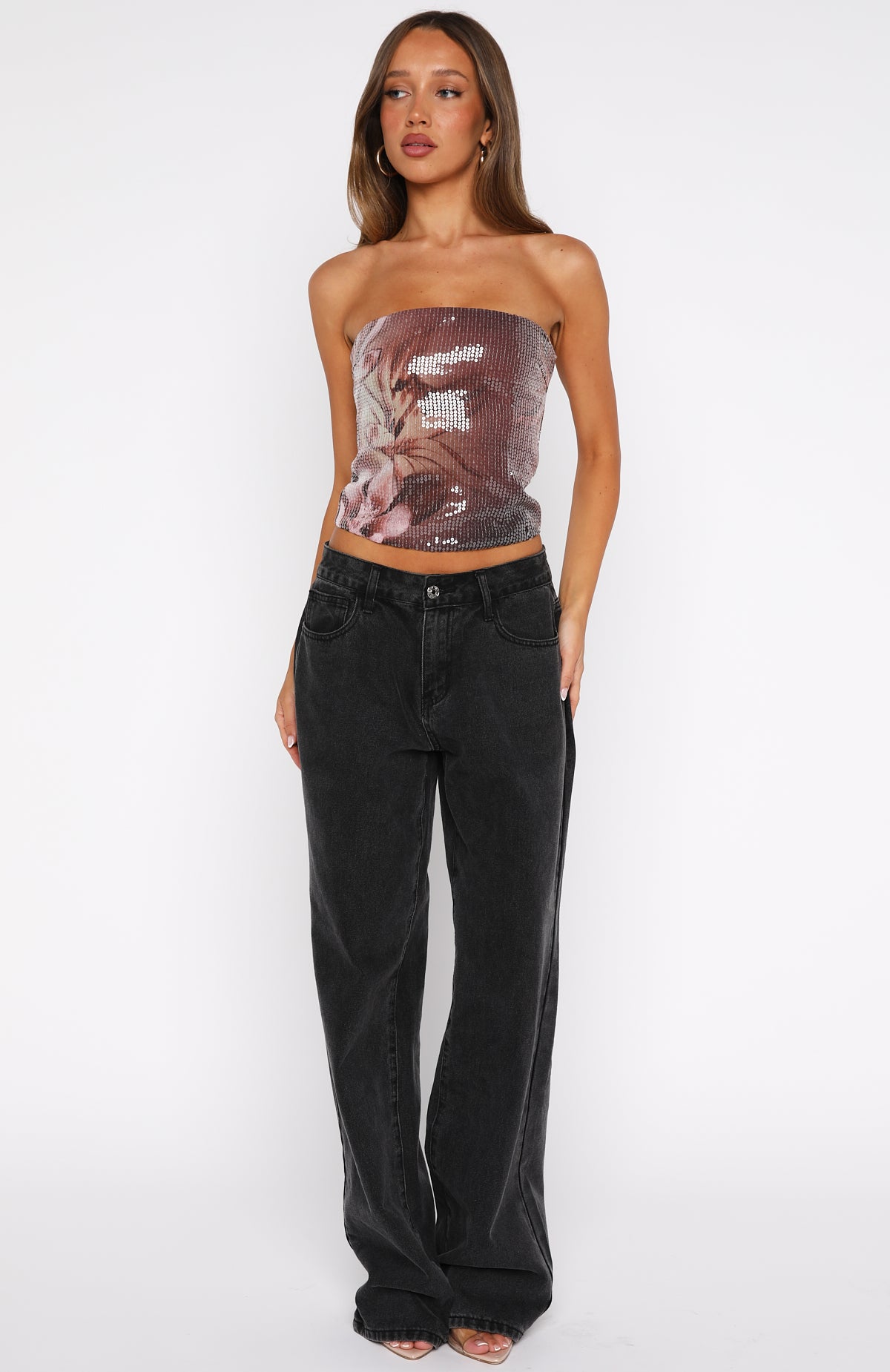 Make It Real Strapless Sequin Bustier Floral Shadows - Image 5