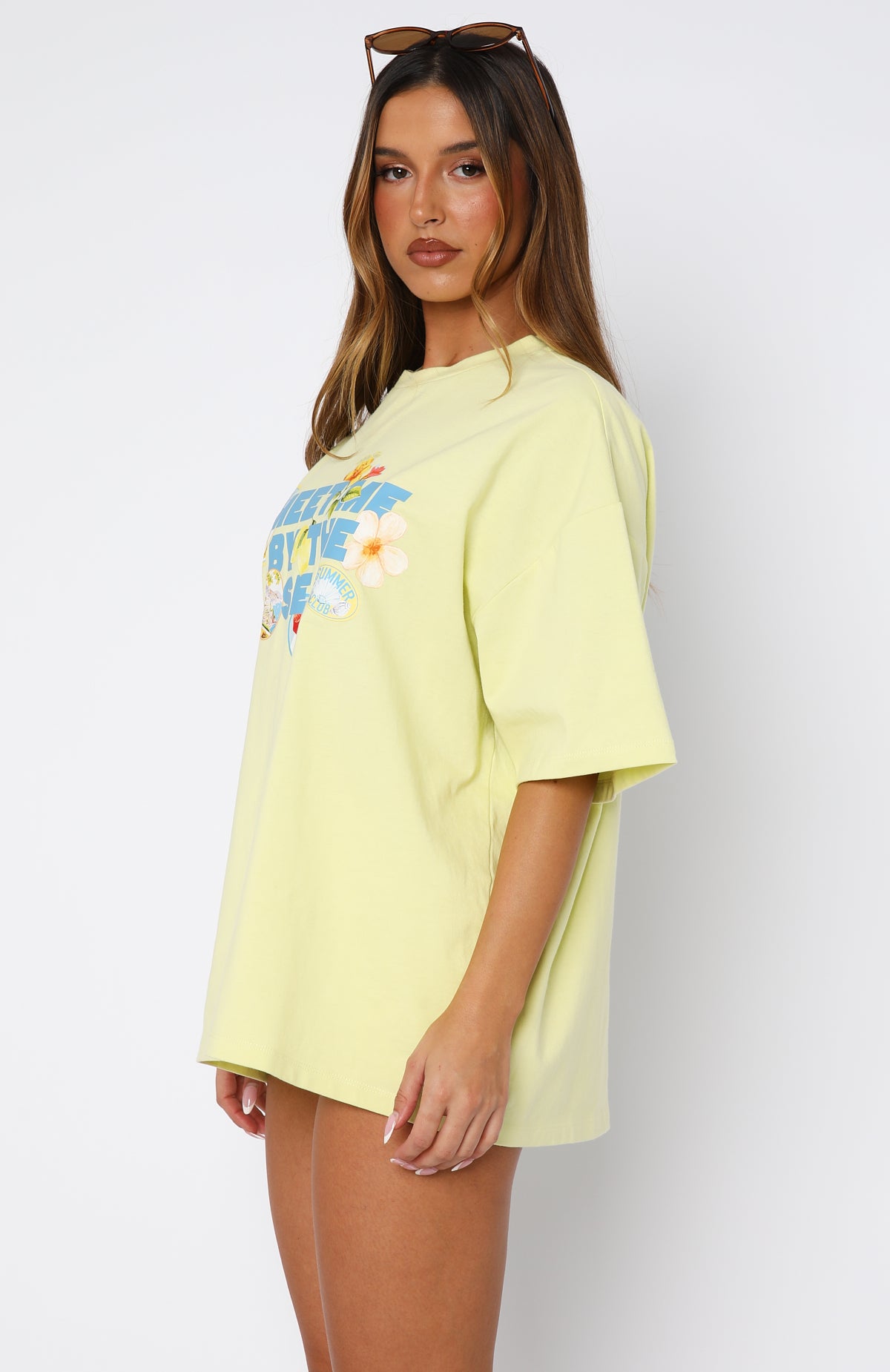 Meet Me By The Sea Oversized Tee Lime - Image 3