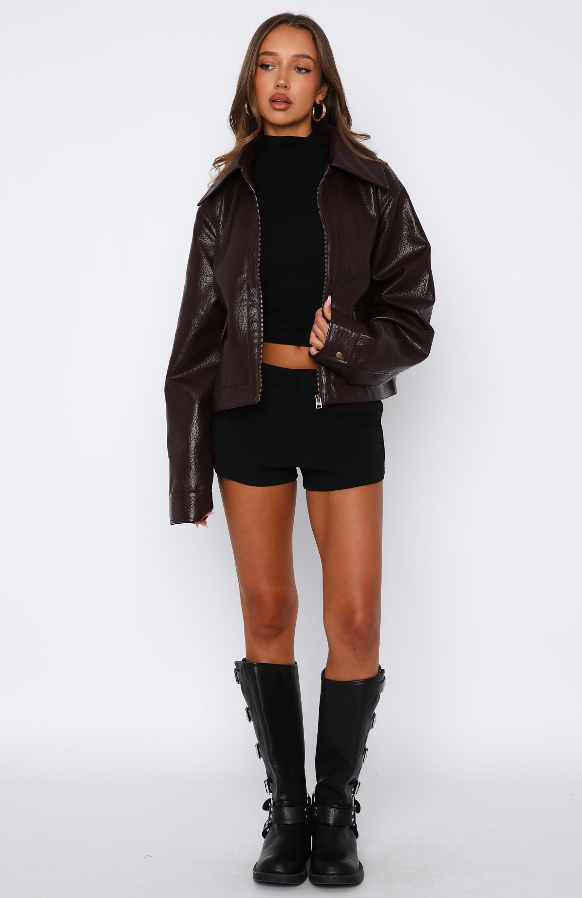 Nobody Told Me PU Jacket Plum - Image 5