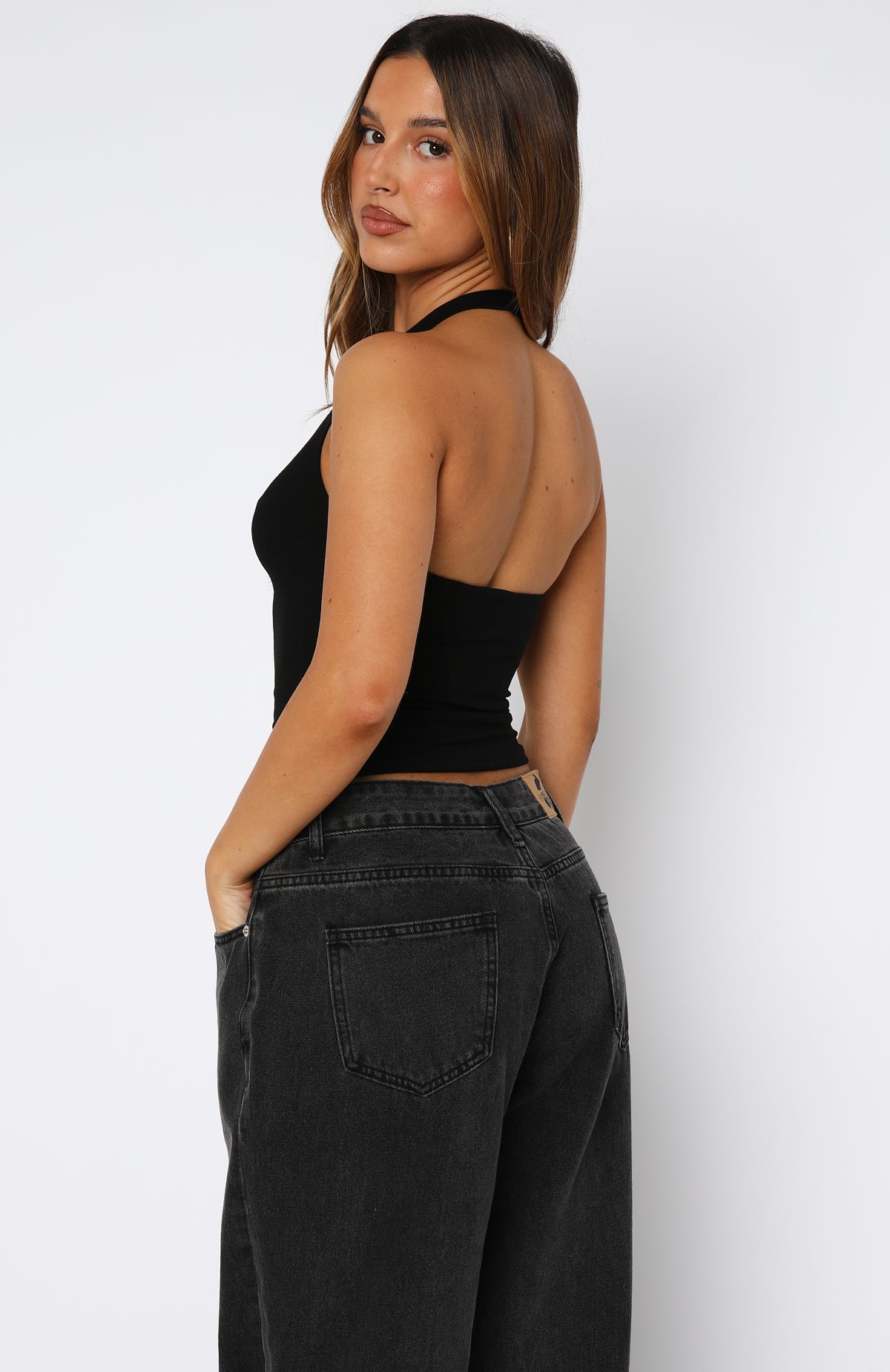 Not Over It Yet Halter Top Black - Image 4