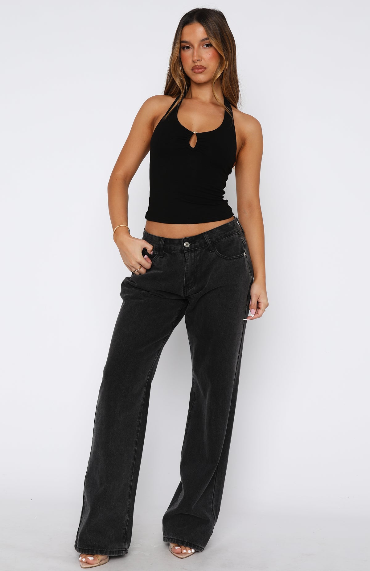 Not Over It Yet Halter Top Black - Image 5