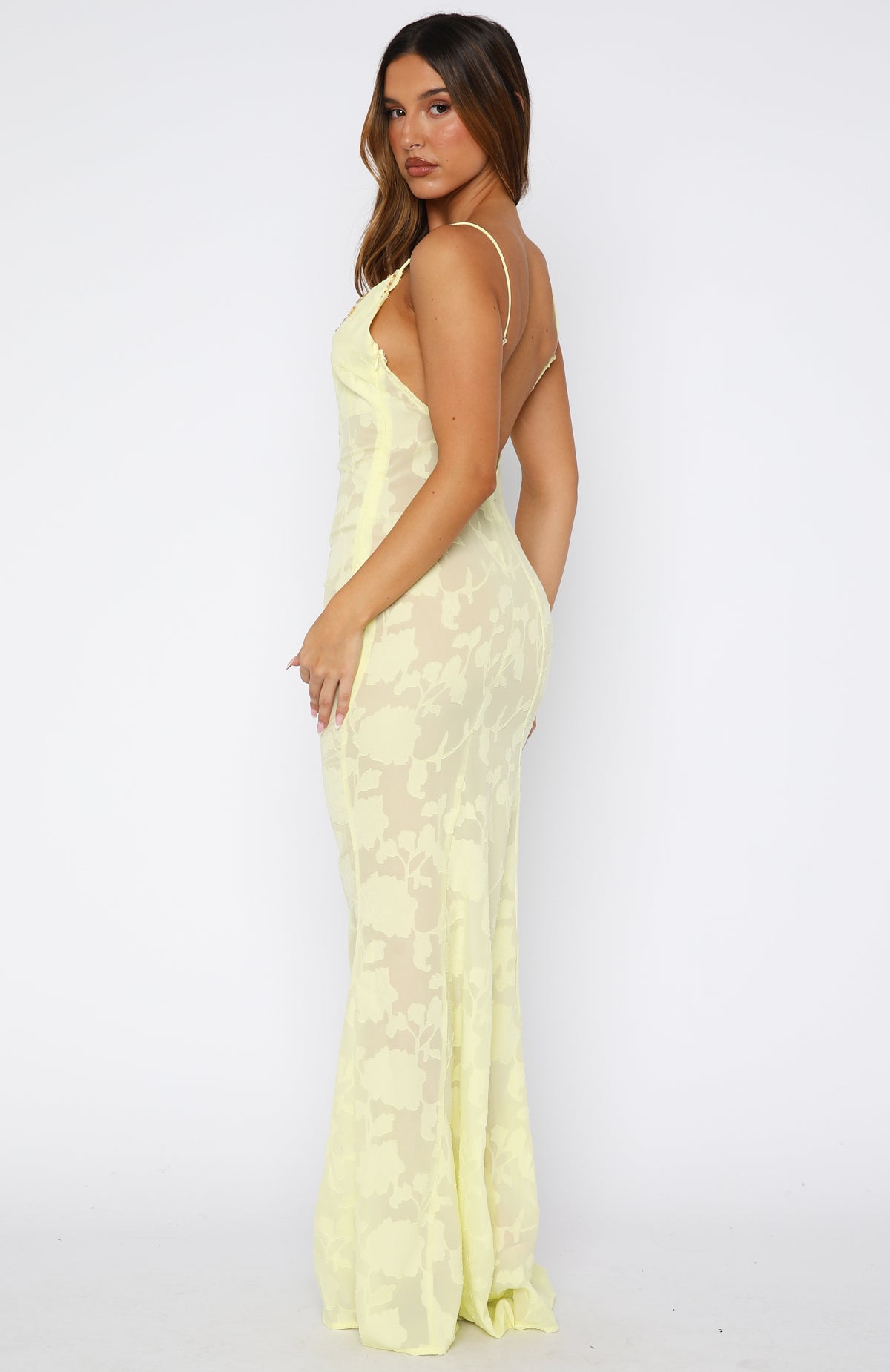 Lust For Life Embellished Trim Maxi Dress Lemon - Image 3