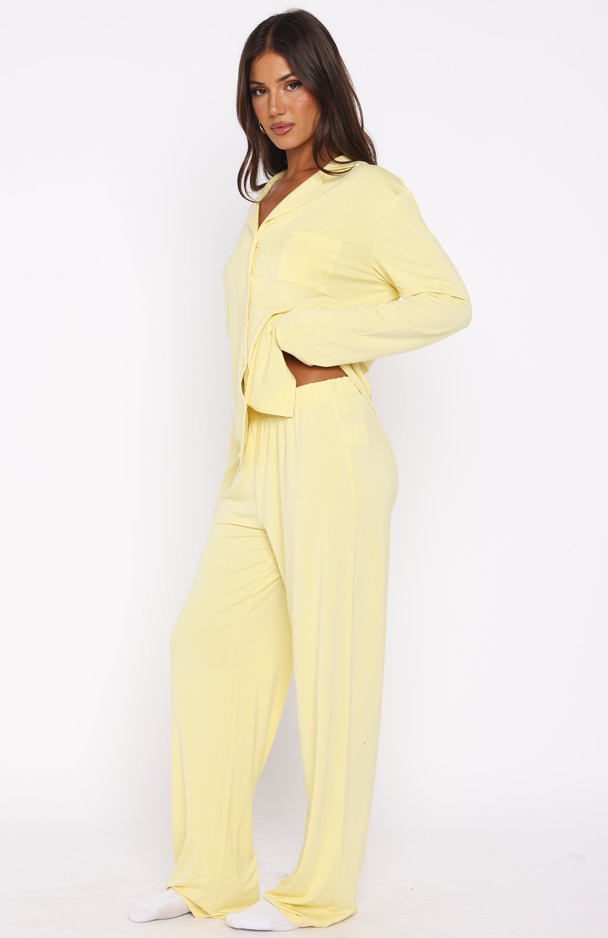 Pillow Talk Long Sleeve Pyjama Set Lemon - Image 3