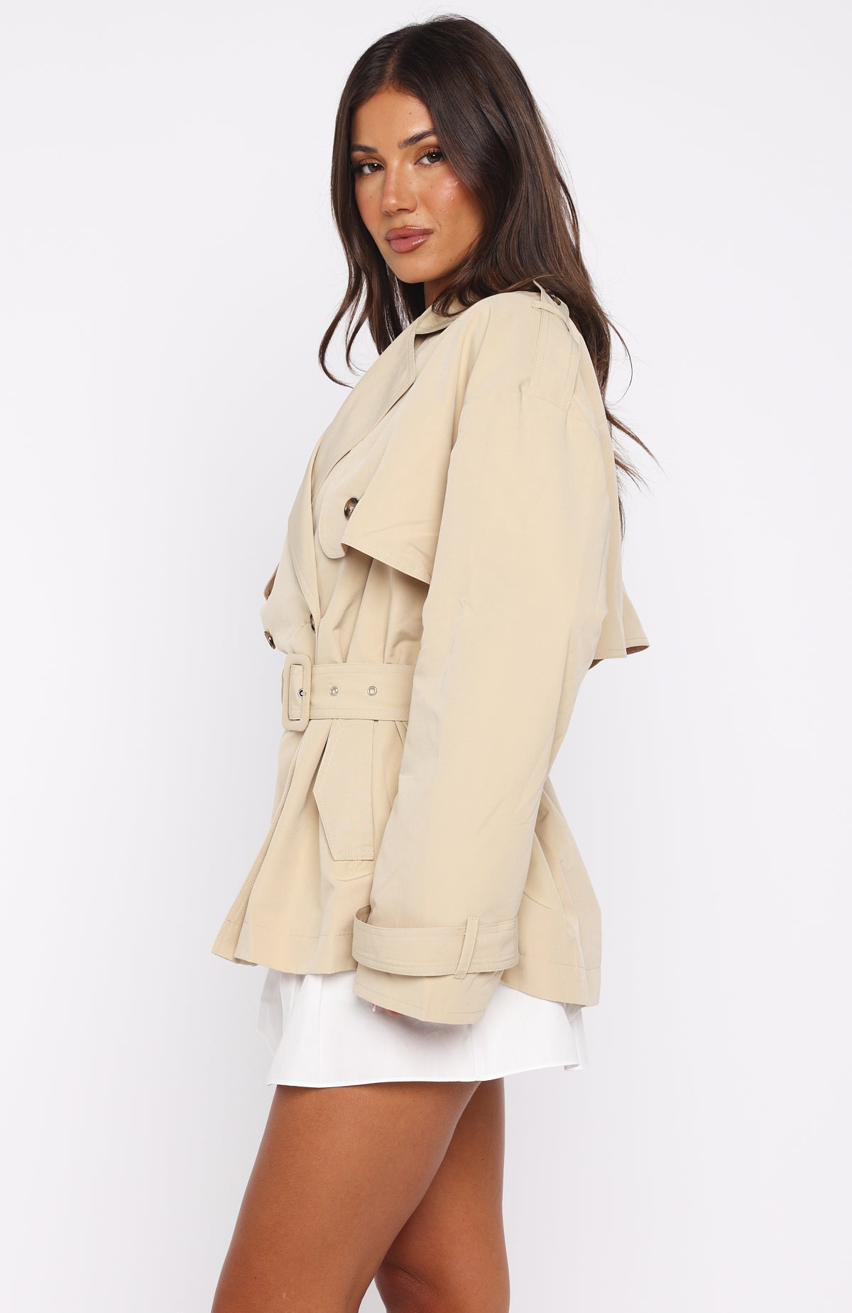 She's Popular Cropped Trench Sand - Image 3