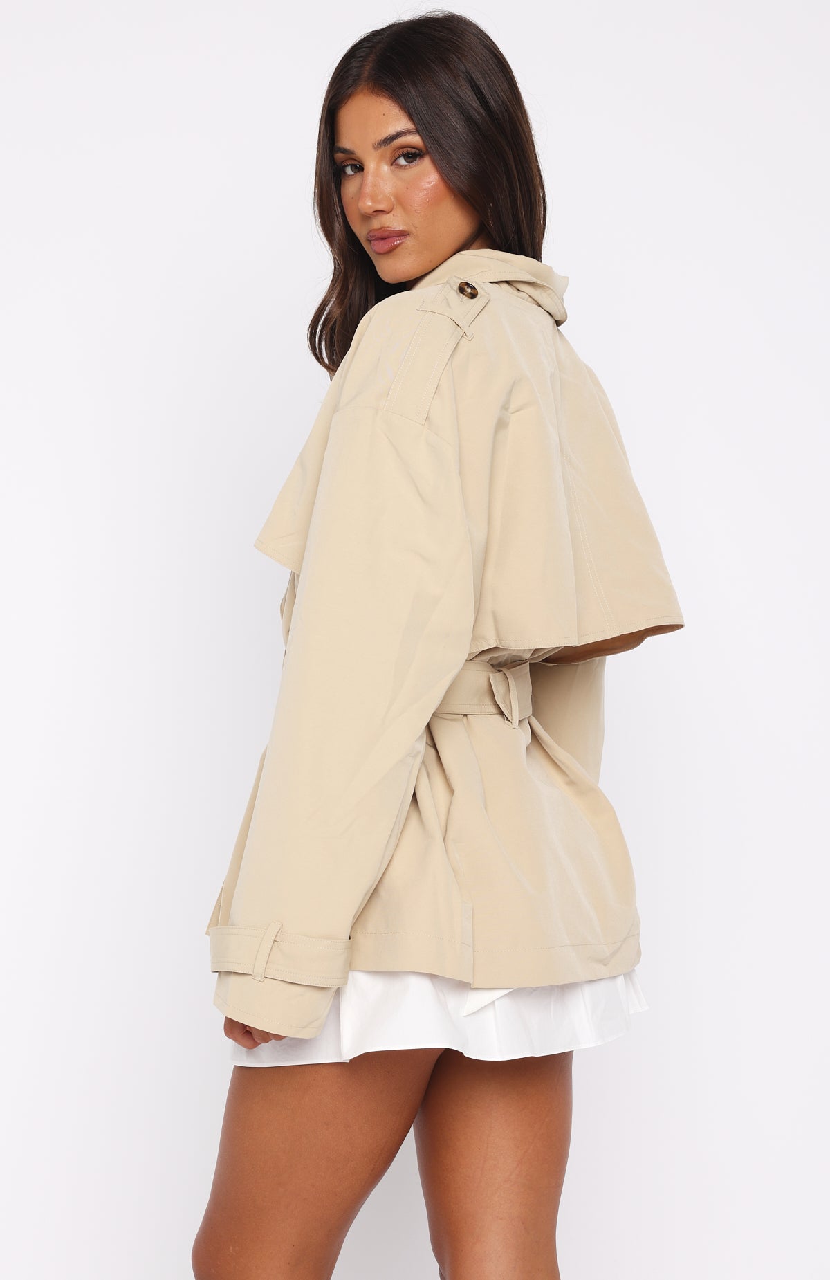 She's Popular Cropped Trench Sand - Image 4