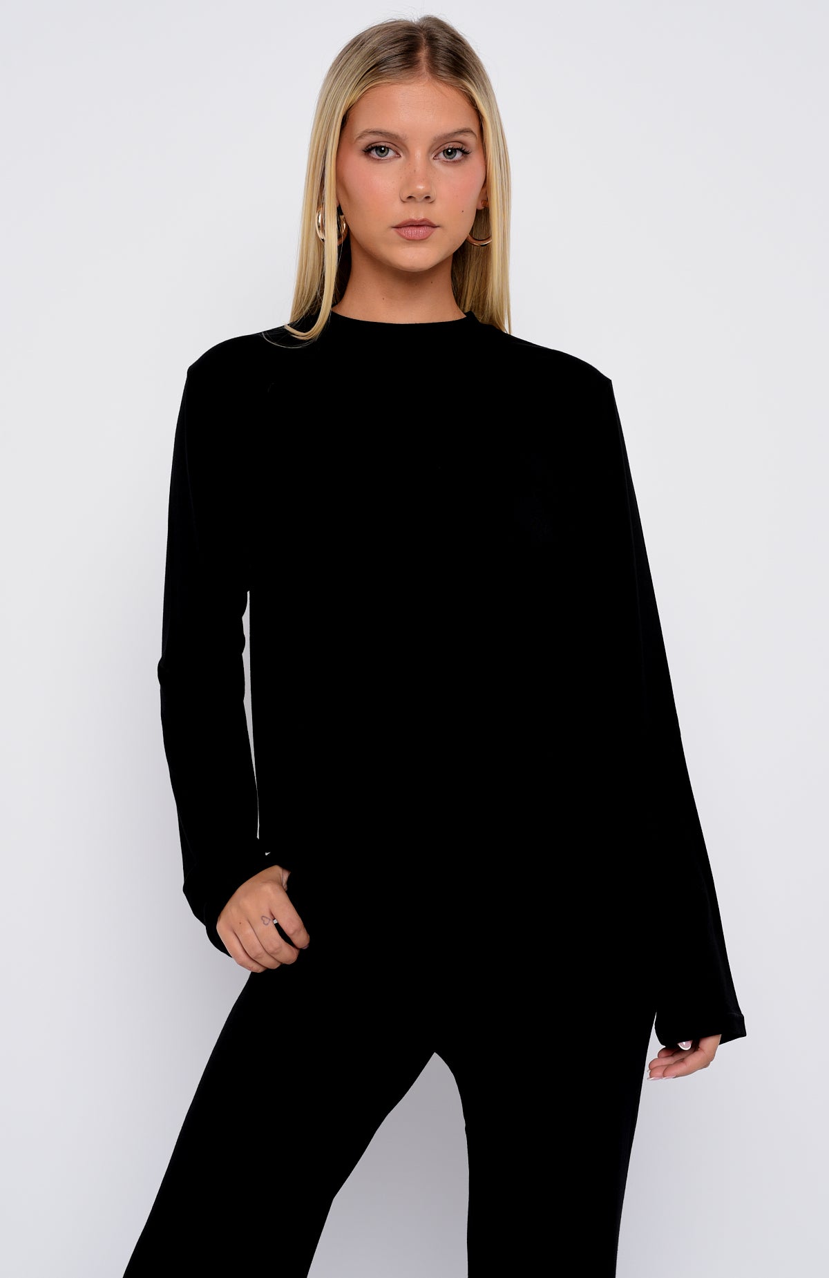 Slow Life Long Sleeve Pyjama Top Black - Image 2