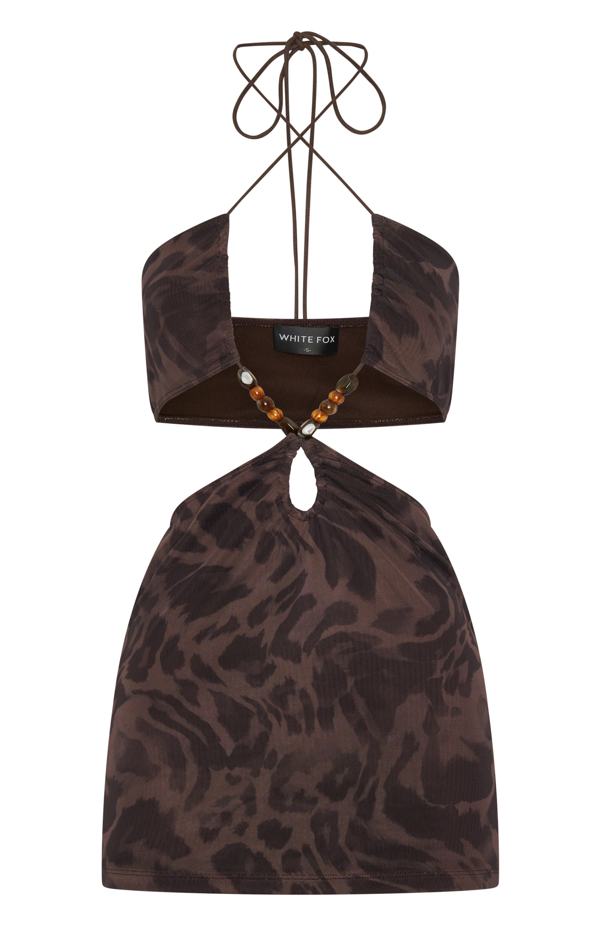 Snap Out Of It Printed Mesh Mini Dress Espresso - Image 6