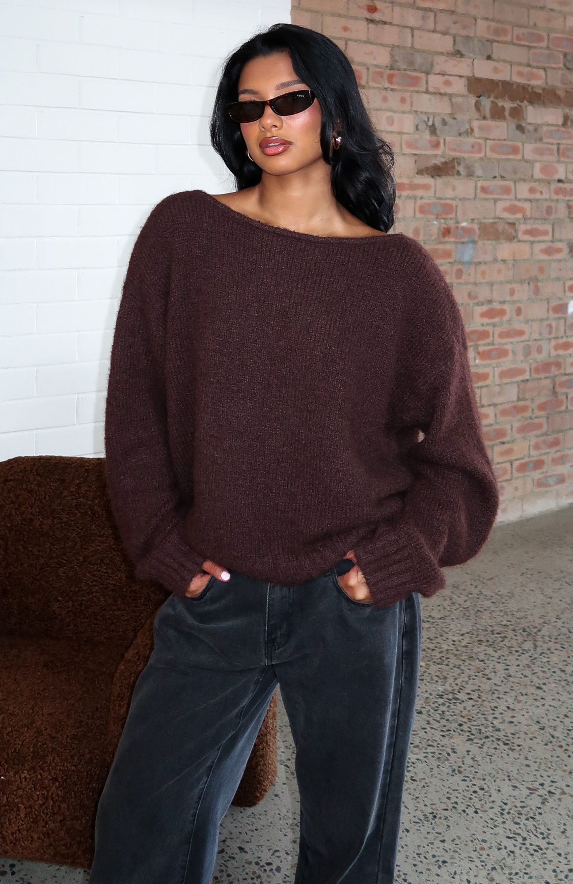 Softer Love Knit Sweater Chocolate - Image 2