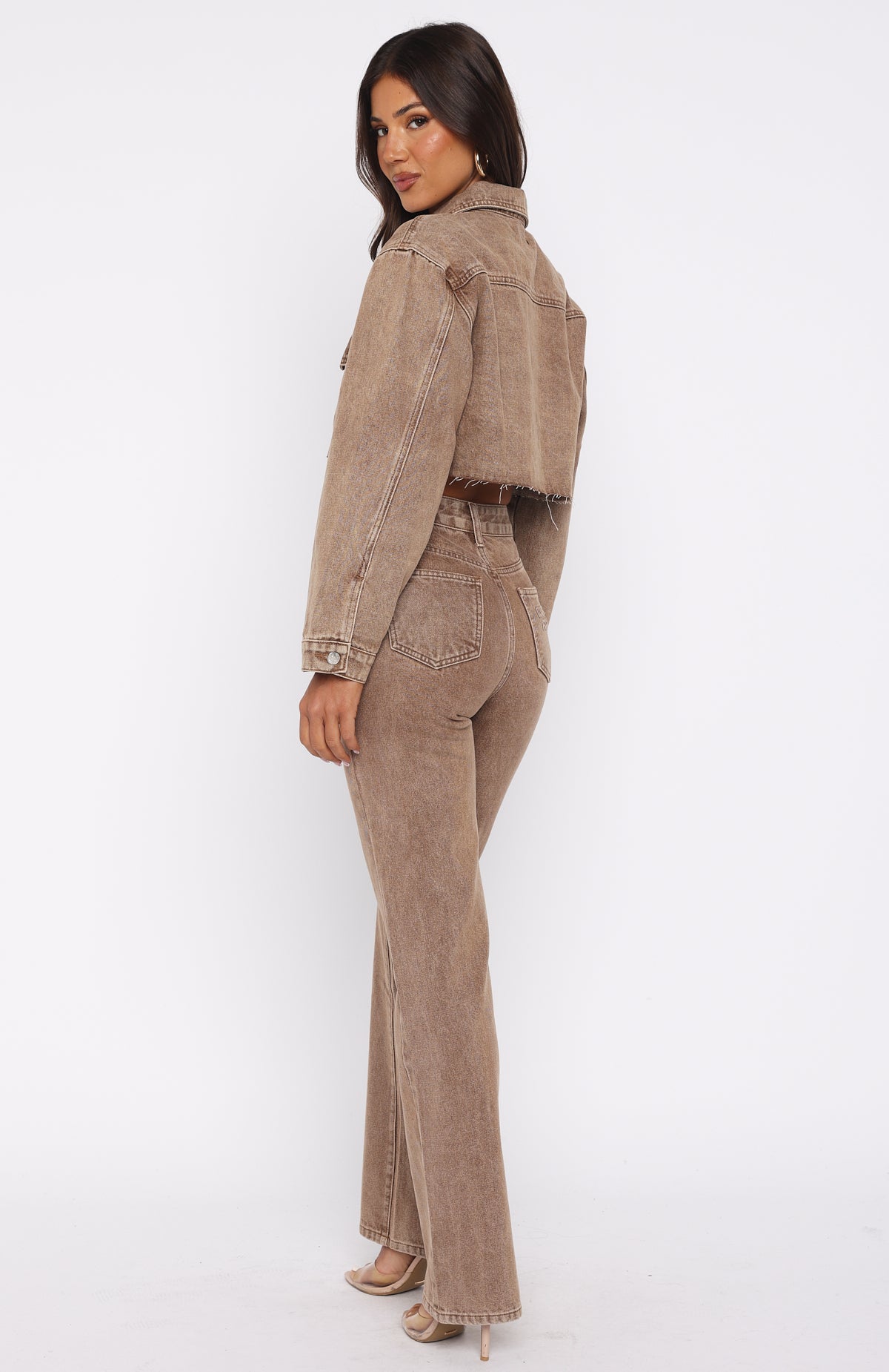 Something To Prove High Rise Straight Leg Jeans Tan Wash - Image 5