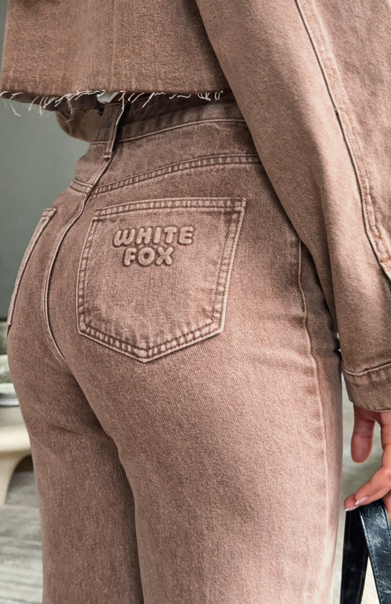 Something To Prove High Rise Straight Leg Jeans Tan Wash - Image 2