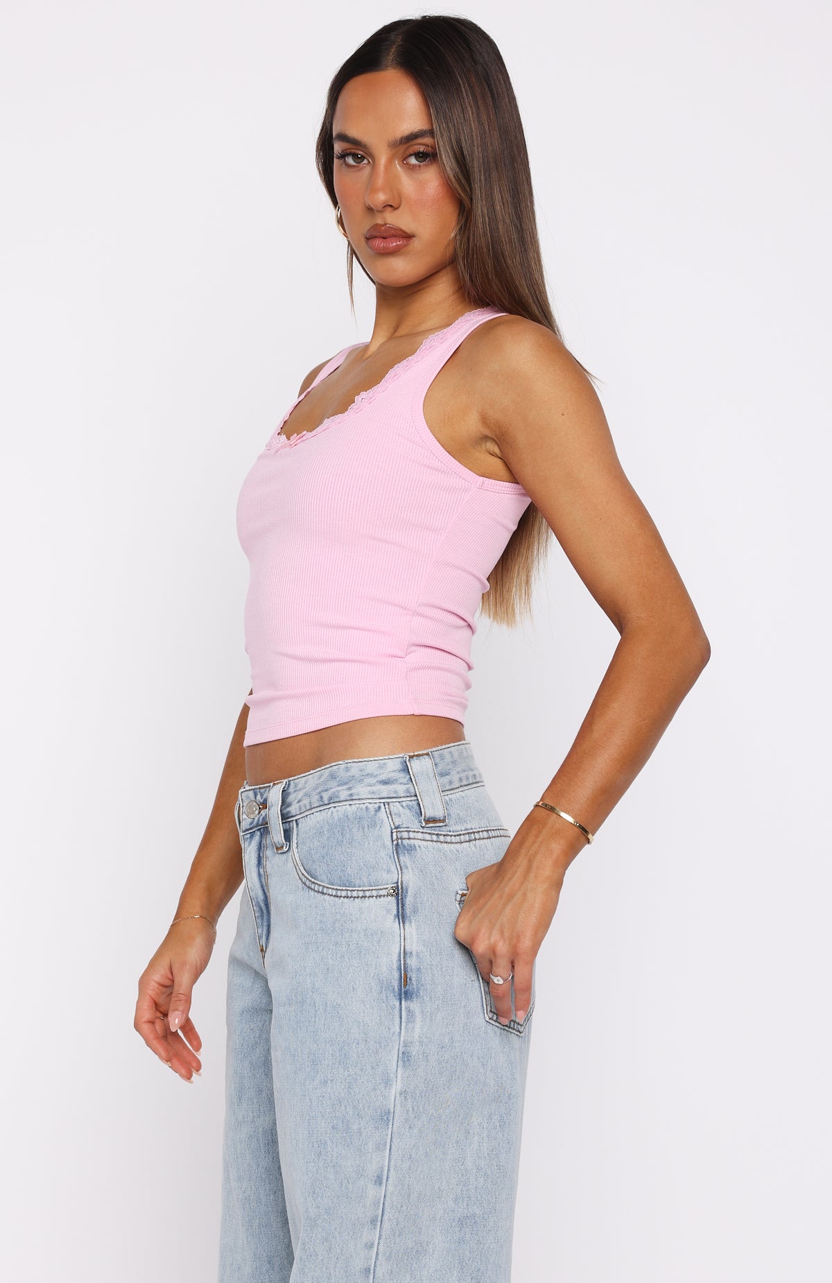 Spotted You Tank Ribbed Top Baby Pink - Image 3