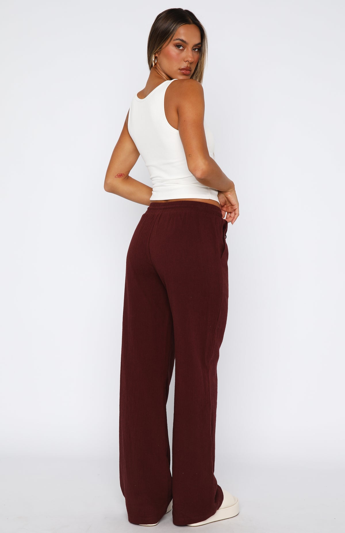 Stay Pretty Linen Pant Wine - Image 4