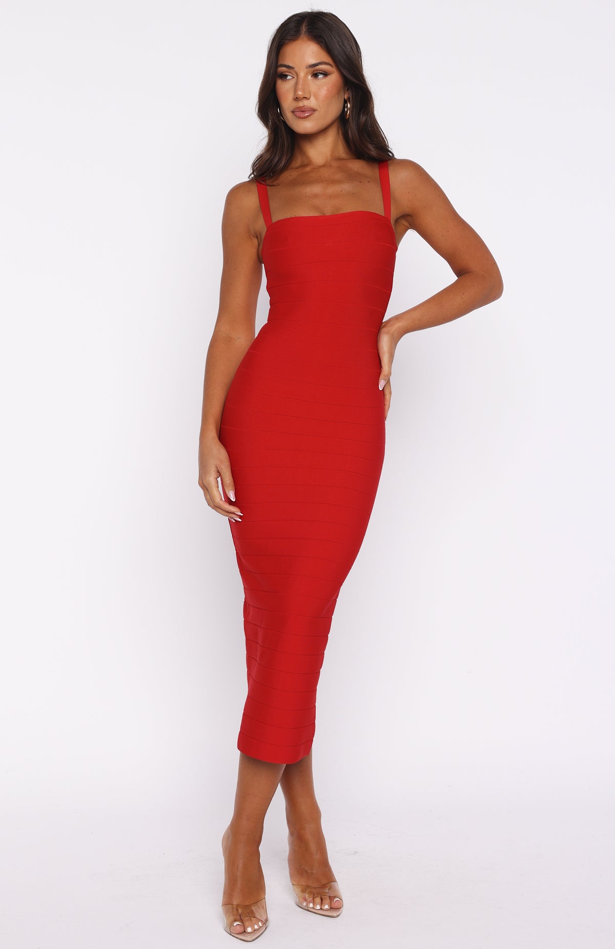 Sugar And Spice Bandage Midi Dress Red - Image 2
