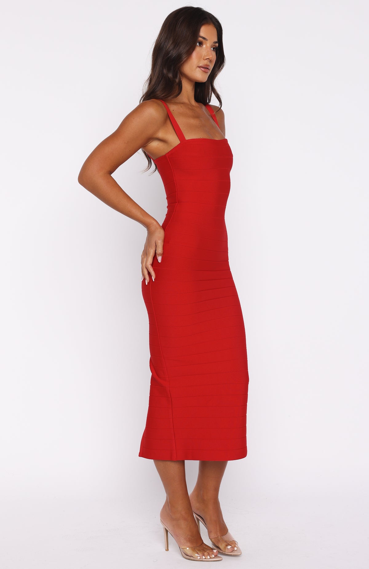 Sugar And Spice Bandage Midi Dress Red - Image 3