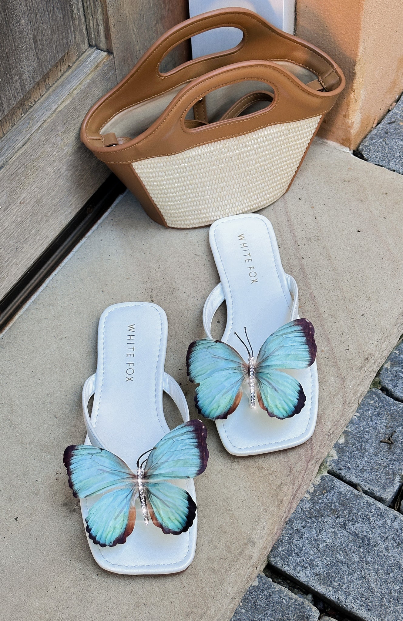 Noelle Sandals White/Aqua - Image 4