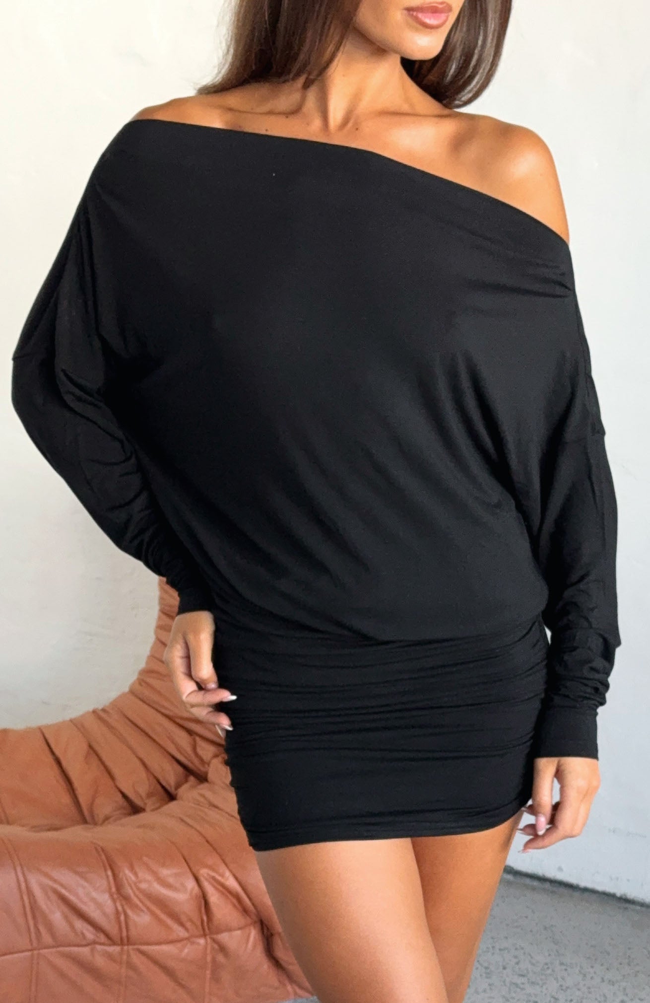 Take Your Turn Long Sleeve Mini Dress Black - Image 2