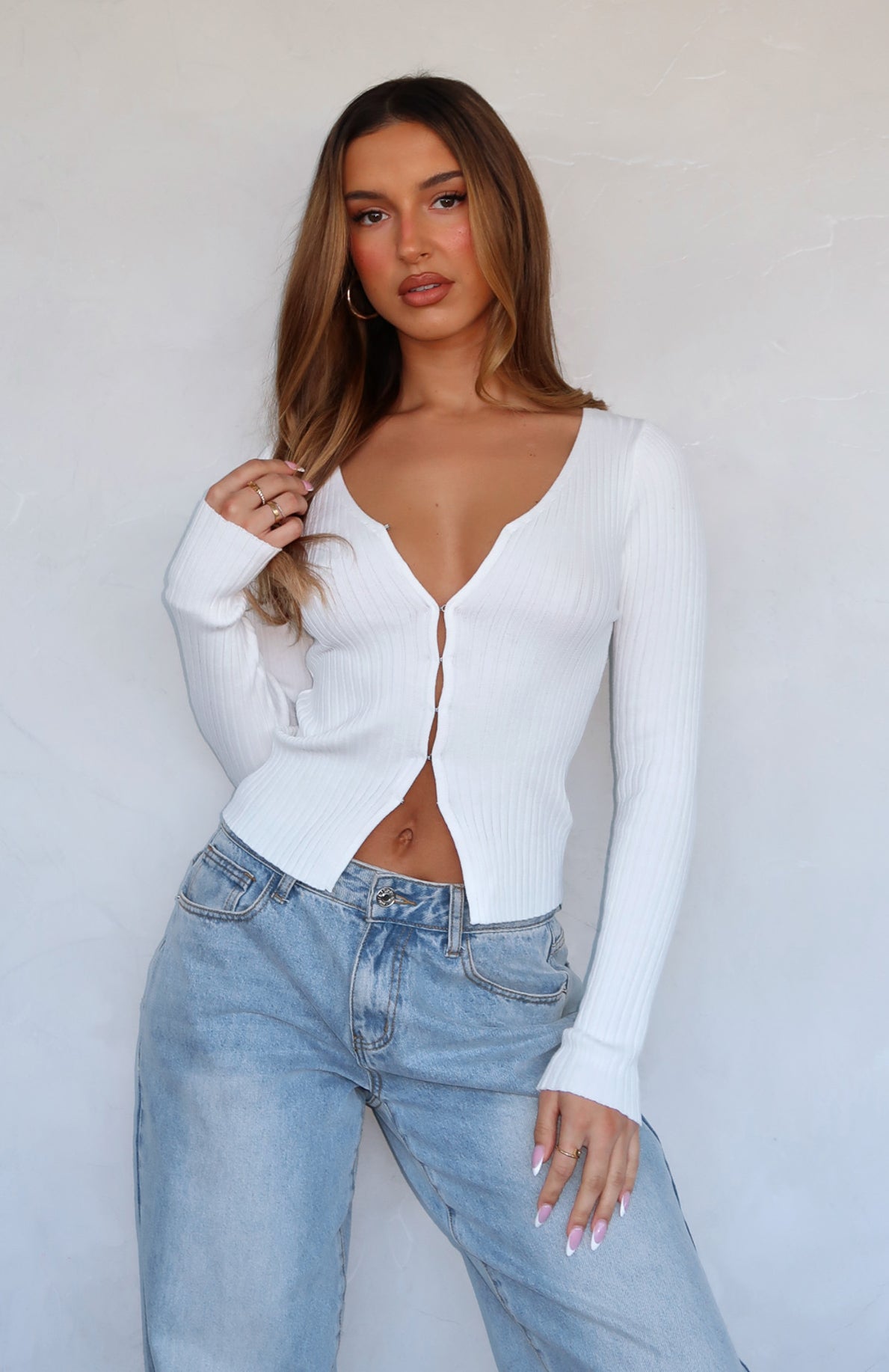 Time To Slay Long Sleeve Knit Top Off White - Image 5