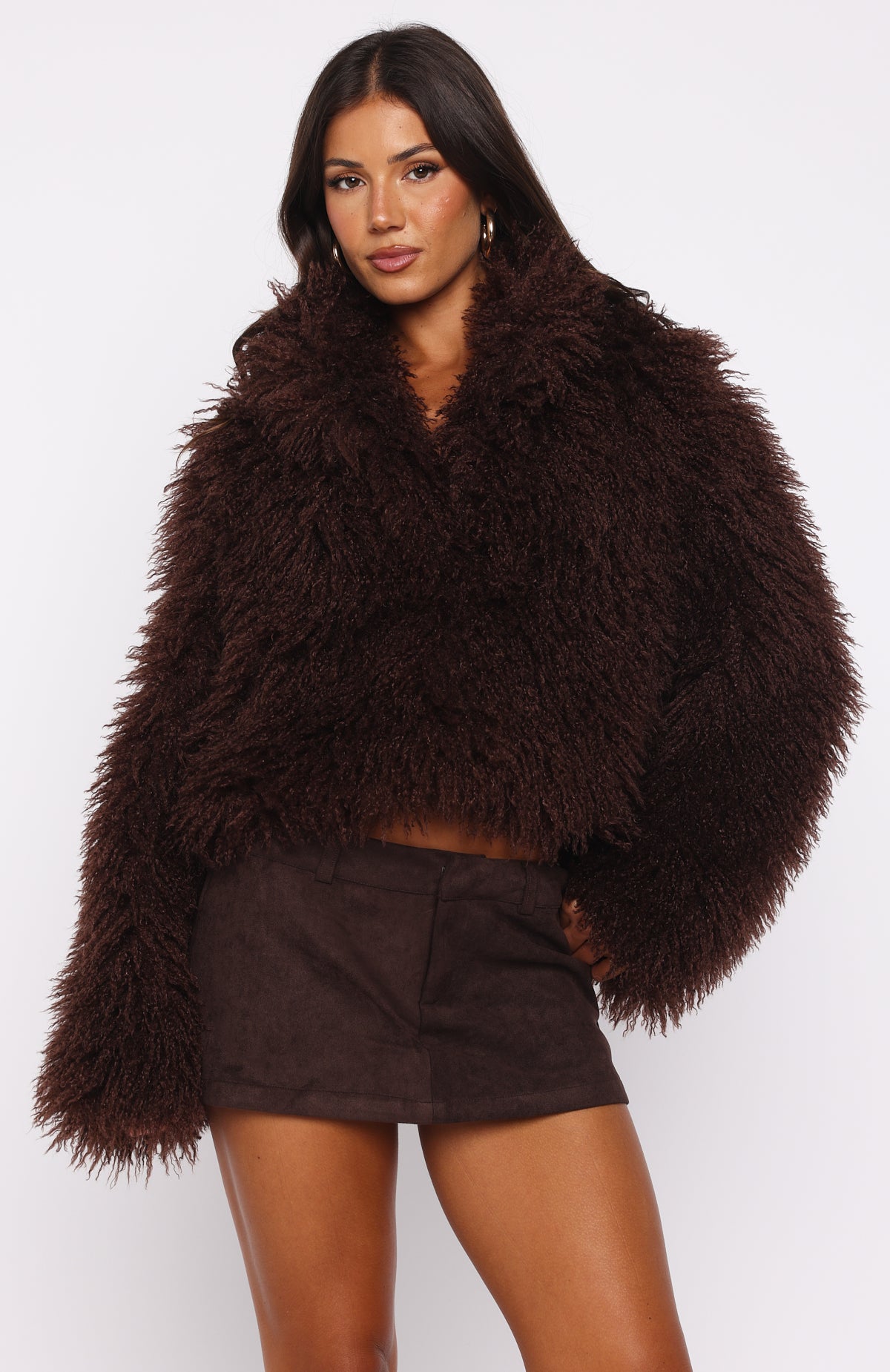 Weekend Away Fur Jacket Chocolate - Image 4