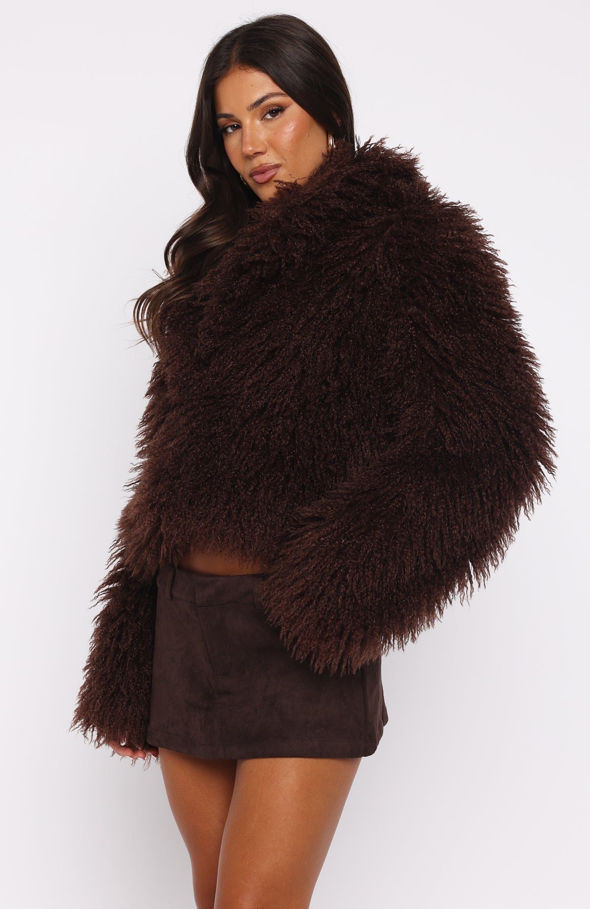 Weekend Away Fur Jacket Chocolate - Image 3