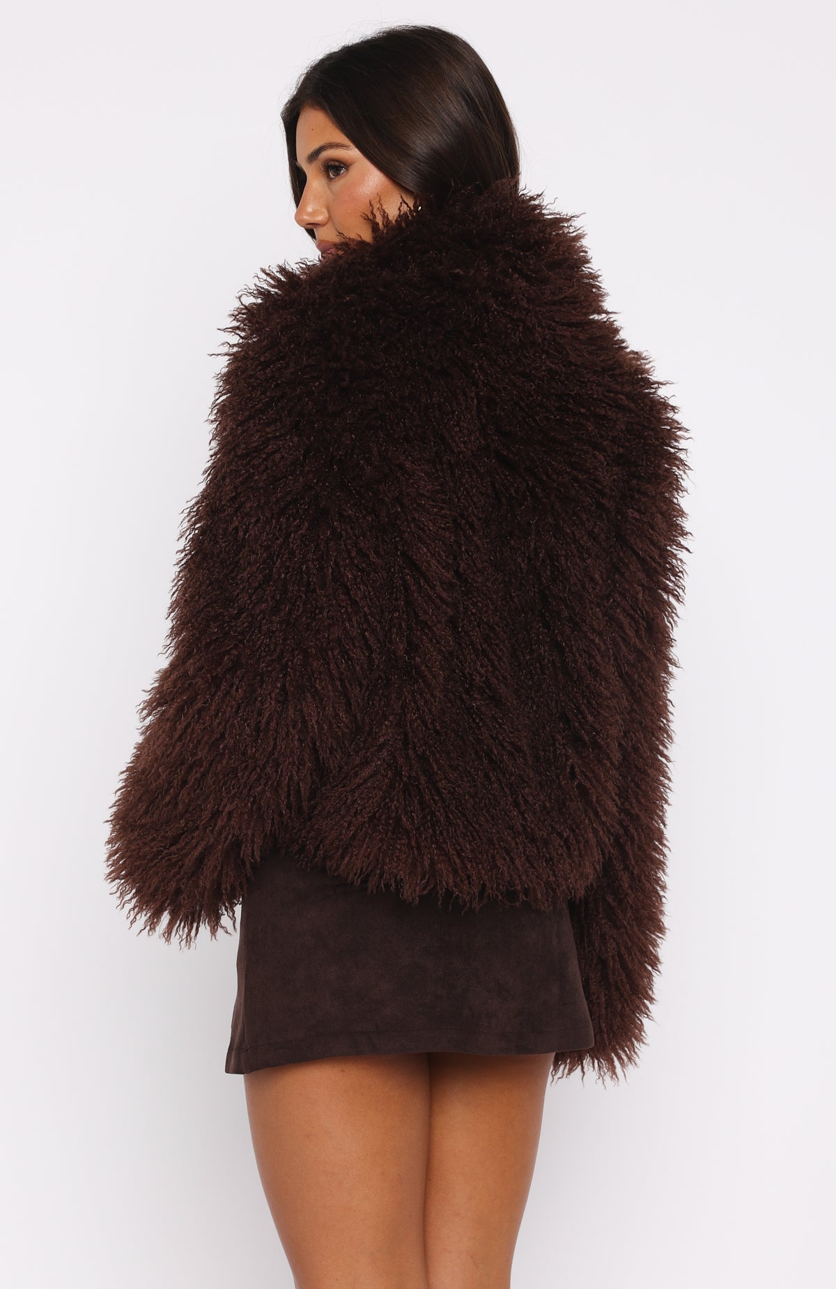 Weekend Away Fur Jacket Chocolate - Image 2