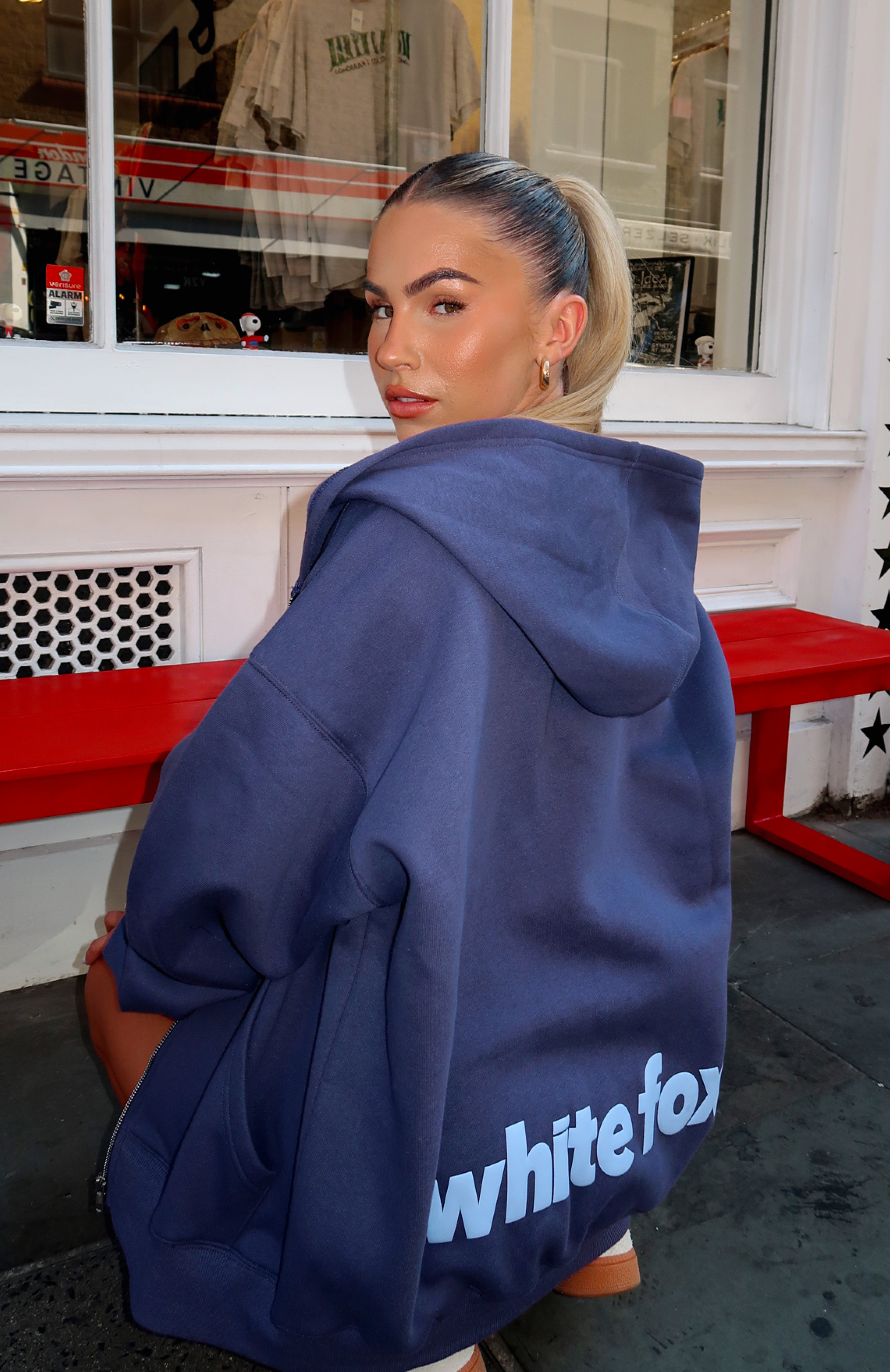 From The Archives Charli Zip Front Hoodie Navy - Image 6