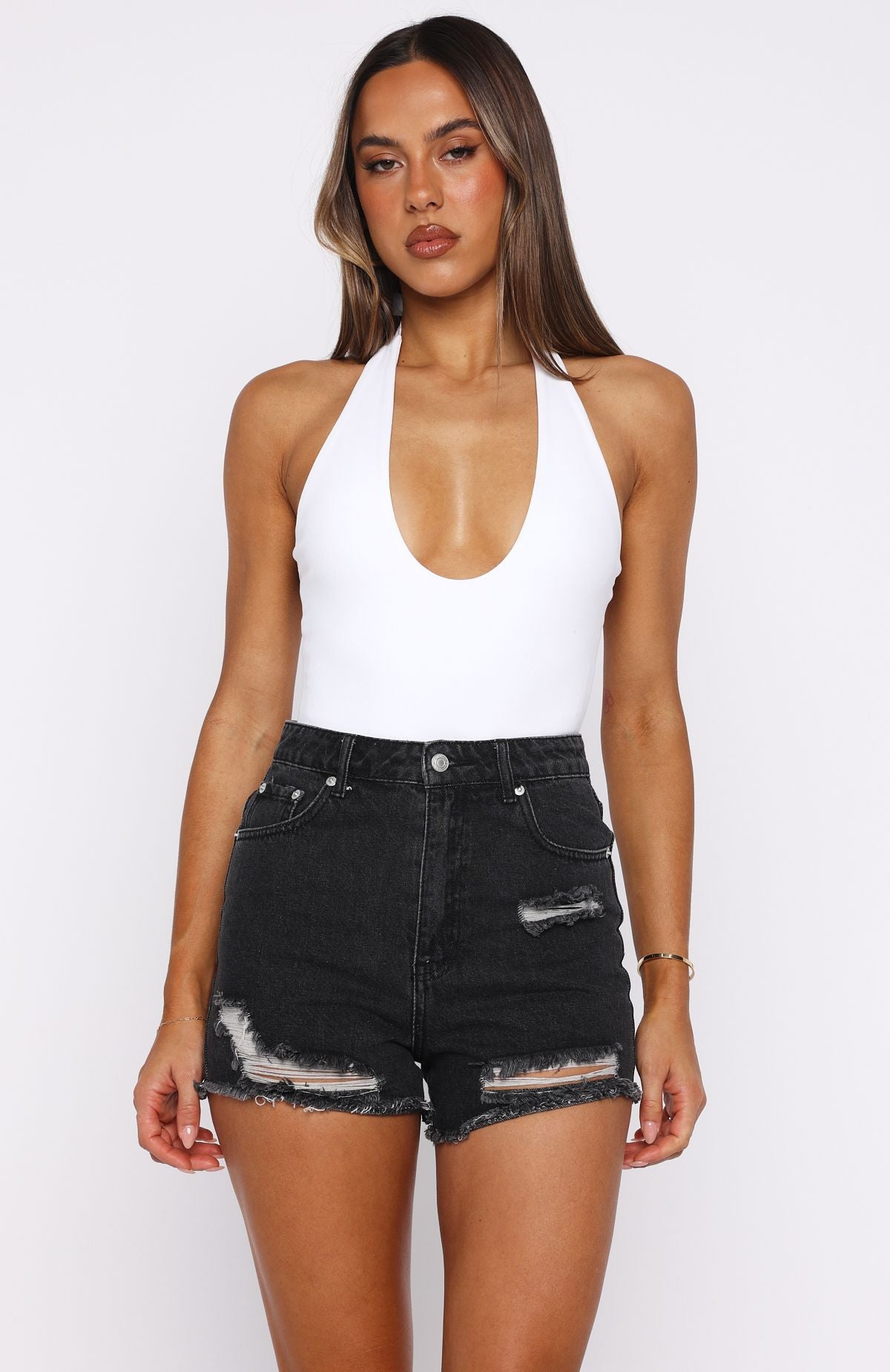 What Are We Denim Shorts Vintage Black Wash - Image 2