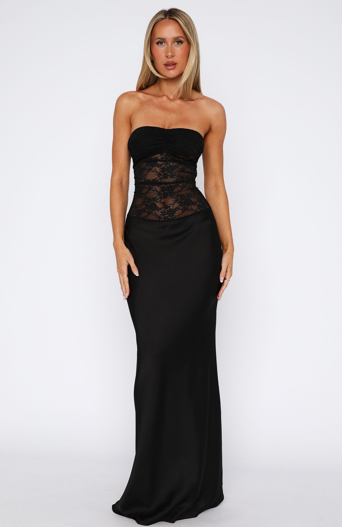 Fall In Love With You Strapless Maxi Dress Black - Image 3