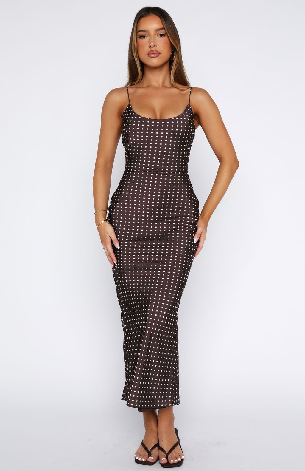 She's For Keeps Maxi Dress Chocolate Polka Dot - Image 2
