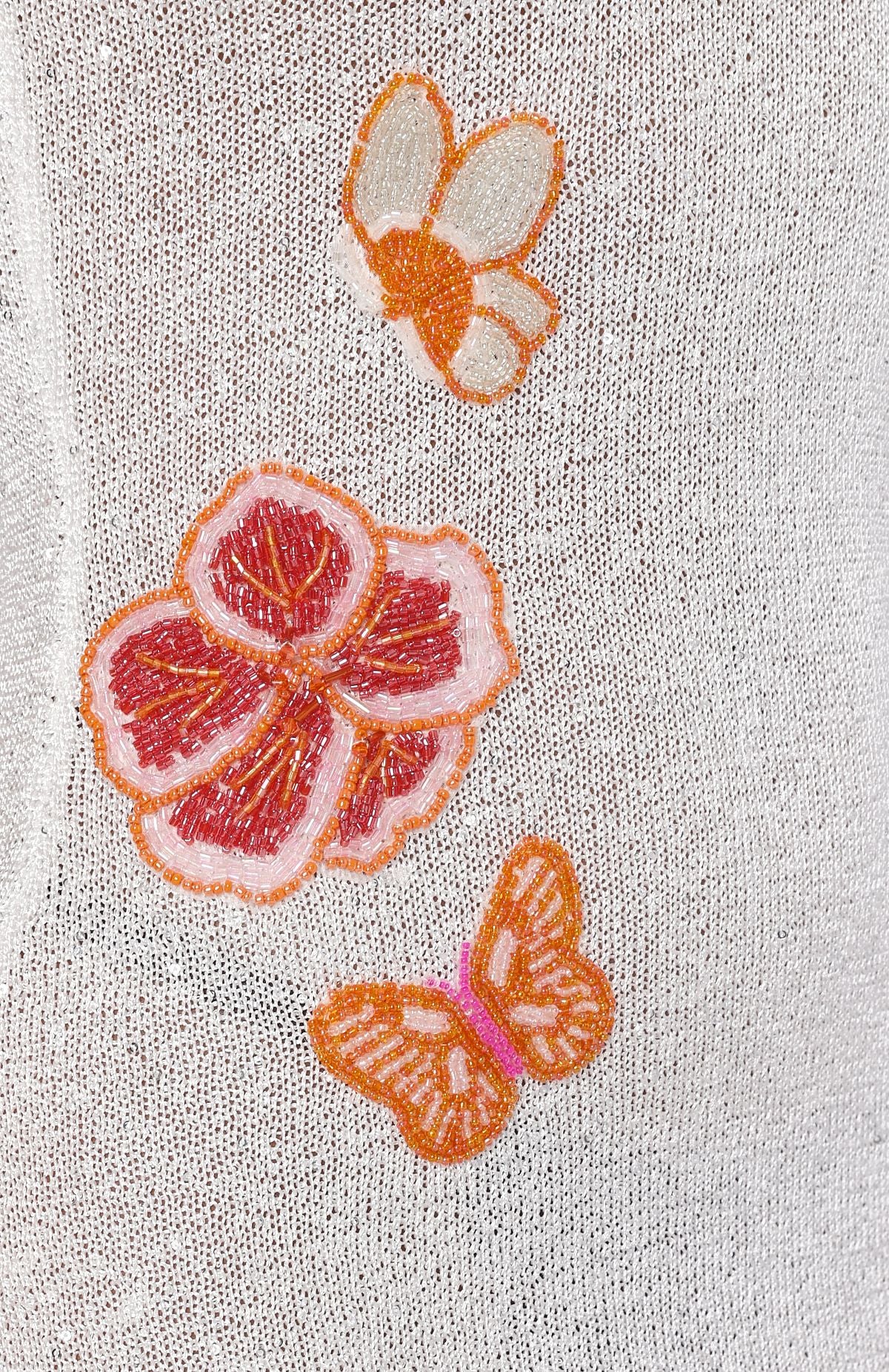 Butterfly Blossom Sequin Knit Maxi Dress White - Image 6